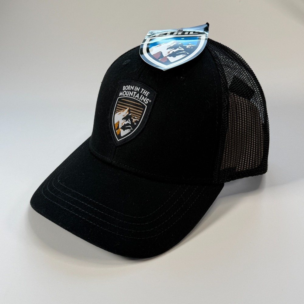 KUHL Born‎ Trucker Adjustable Snapback Hat Logo Patch Mesh Baseball Pirate Black